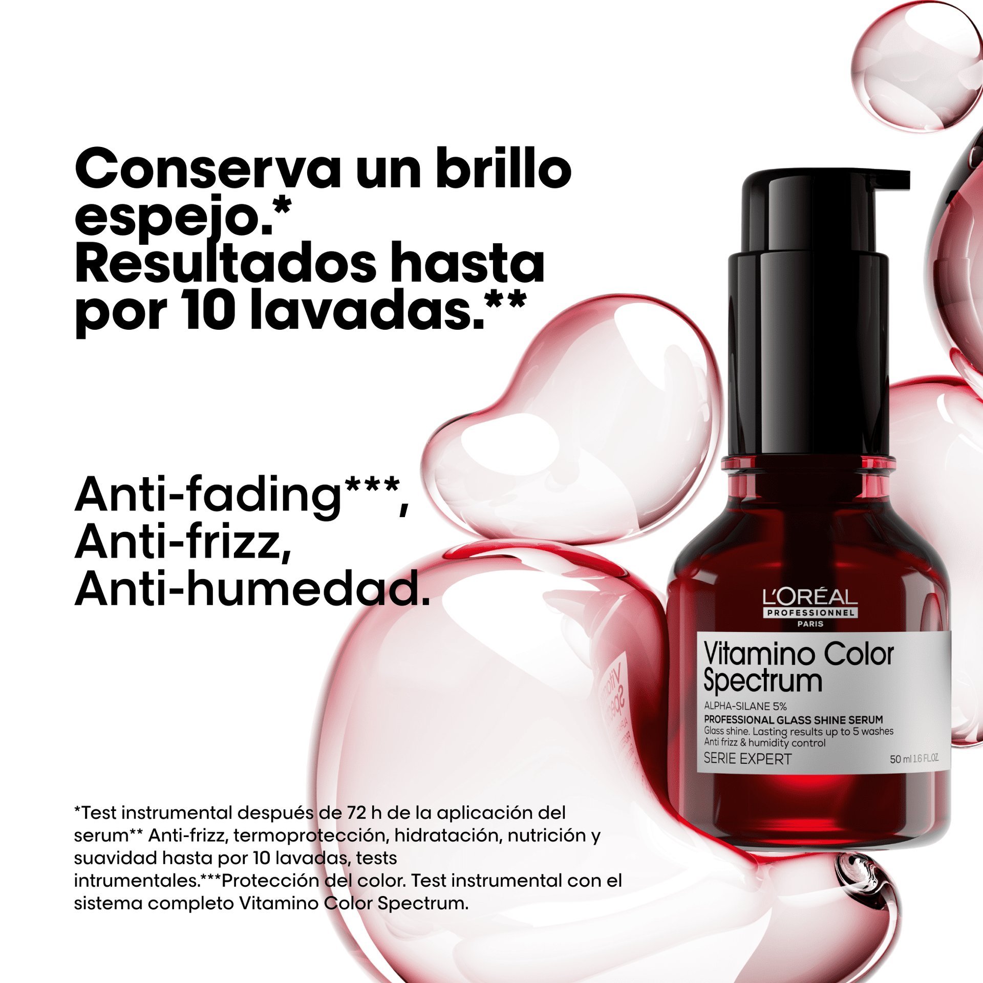: shampoo para cabello teñido vitamino color spectrum glass shine serum